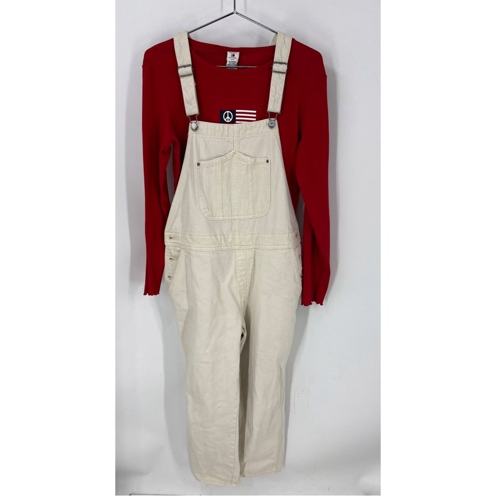 Old Navy Straight Ecru-Wash Workwear 100% cotton denim Overalls 14